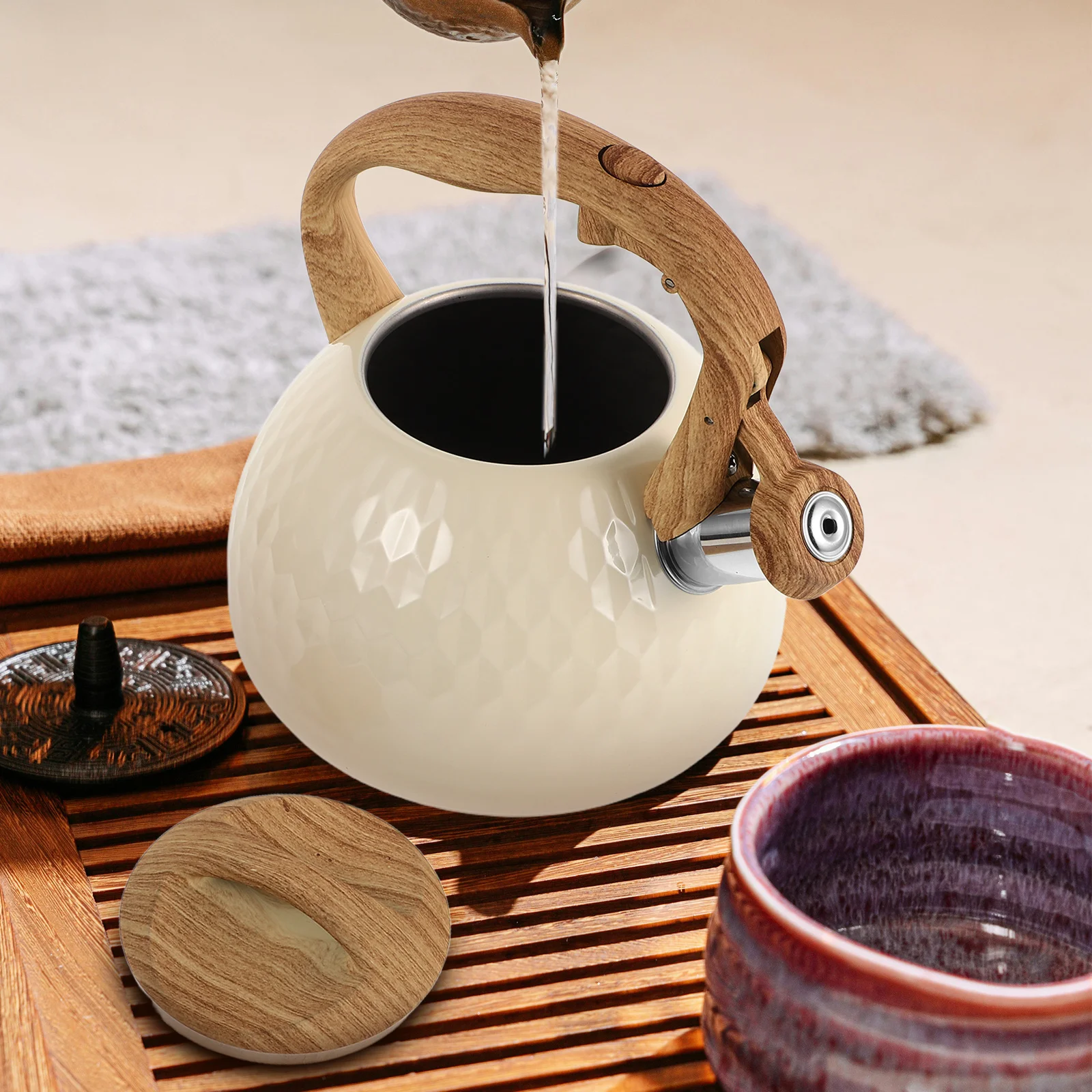 Чайник со свистком, 3 л, плита с кованой текстурой, чайный кофейник, винтажный стиль, громкое оповещение с плоским дном, термостойкая ручка для кухни
Чайник со свистком, 3 л, плита с кованой текстурой, чайный кофейник, винтажный стиль, громкое оповещение с плоским дном, термостойкая ручка для кухни