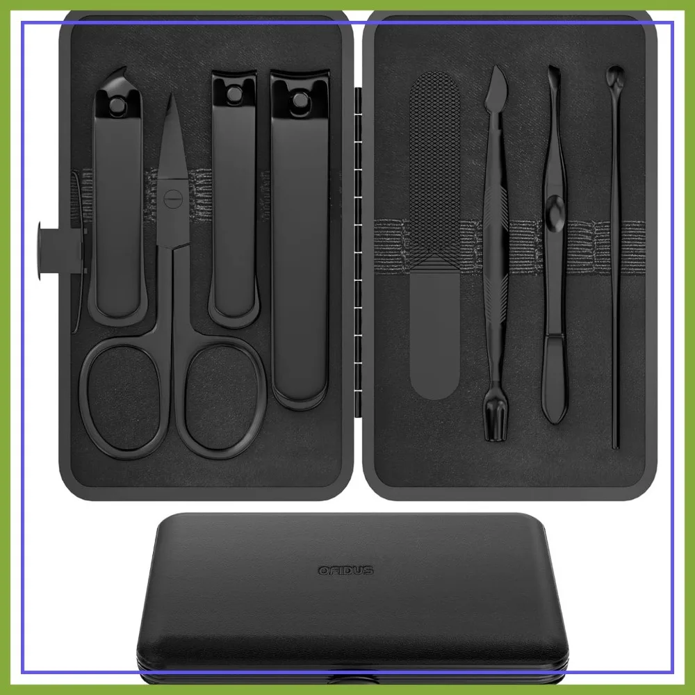 8-Piece Men's Stainless Steel Nail Grooming Travel Kit with Clippers, File, Tweezers, Scissors, Cuticle Pusher, Case
8-Piece Men's Stainless Steel Nail Grooming Travel Kit with Clippers, File, Tweezers, Scissors, Cuticle Pusher, Case