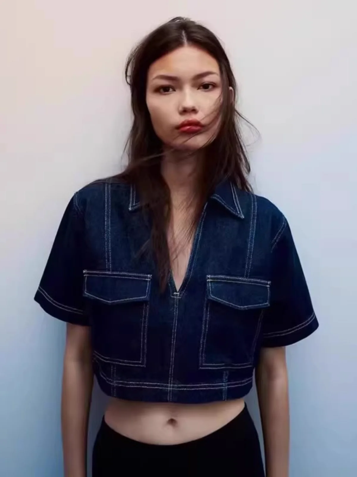 Spring New Women's Casual Loose ort Denim irt Faionable Top 664070407 Collar ort Sve Pure Color Other Material 
Spring New Women's Casual Loose ort Denim irt Faionable Top 664070407 Collar ort Sve Pure Color Other Material
