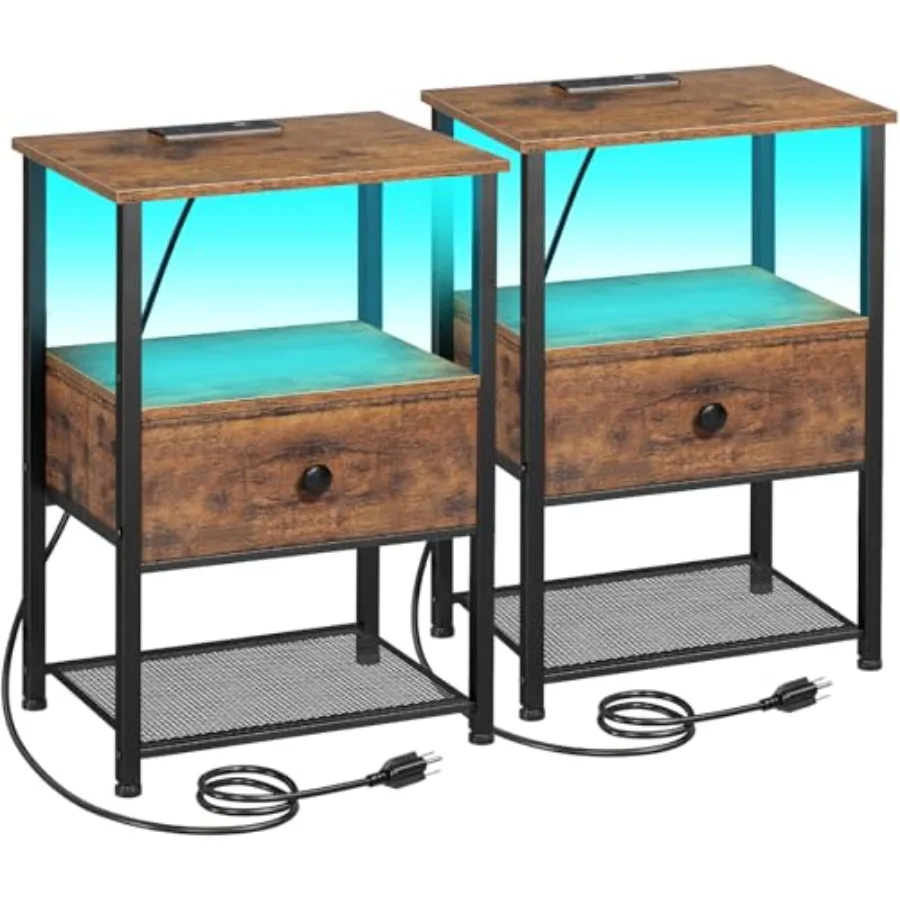 Night Stand Set 2 LED Nightstands with Charging Station and Fabric Drawer for Small Spaces Living Room and Bedroom End Tables w
Night Stand Set 2 LED Nightstands with Charging Station and Fabric Drawer for Small Spaces Living Room and Bedroom End Tables w