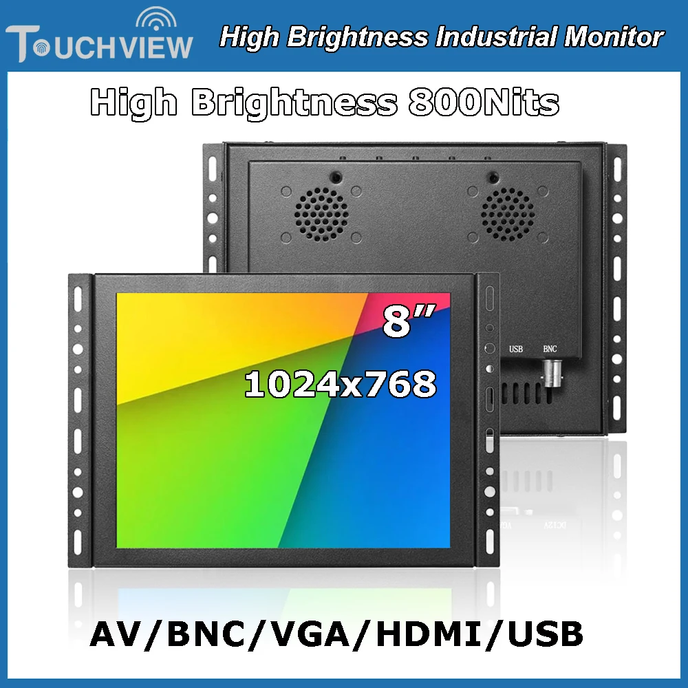 8-Inch Industrial Metal Case VGA for HDMI Touch Screen Monitor 1024x768 800 Nits Outdoor Sunlight Readable
8-Inch Industrial Metal Case VGA for HDMI Touch Screen Monitor 1024x768 800 Nits Outdoor Sunlight Readable