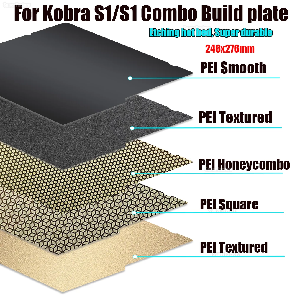 Black Smooth Hot Bed For Kobra S1 Pei Honeycomb Square 264x276 Smooth Textured Kobra S1 Combo Buildplate Double Sided S1C Parts
Black Smooth Hot Bed For Kobra S1 Pei Honeycomb Square 264x276 Smooth Textured Kobra S1 Combo Buildplate Double Sided S1C Parts