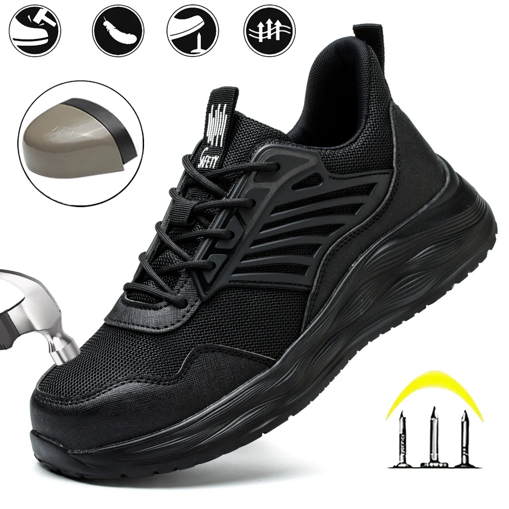 Men's Steel Head Safety Shoes Anti-smash Anti-Stab Pure Black Fashion Muscle Line Soles Outdoor Home Work Shoes
Men's Steel Head Safety Shoes Anti-smash Anti-Stab Pure Black Fashion Muscle Line Soles Outdoor Home Work Shoes
