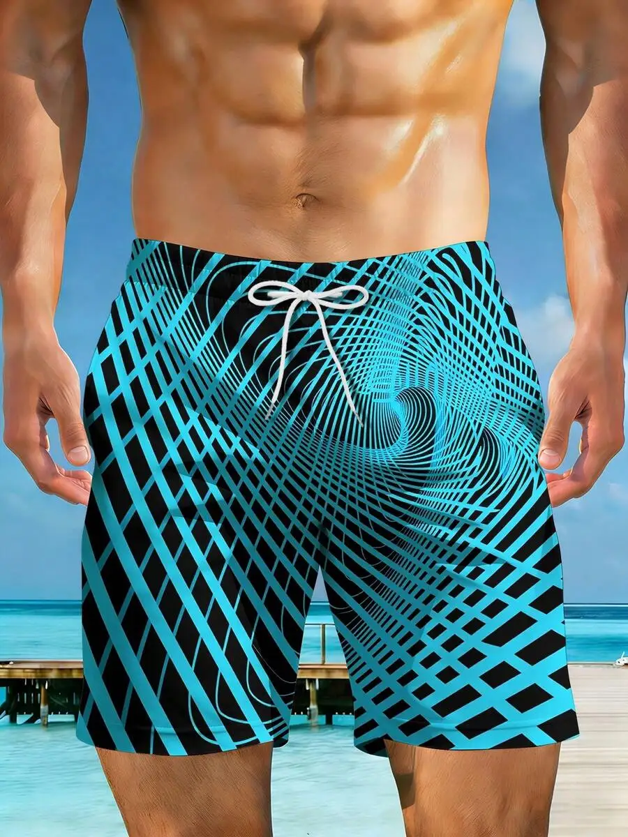 Mens Beach Shorts 3D Print Blue Black Geometric Optical Illusion Casual Swim Trunks
Mens Beach Shorts 3D Print Blue Black Geometric Optical Illusion Casual Swim Trunks