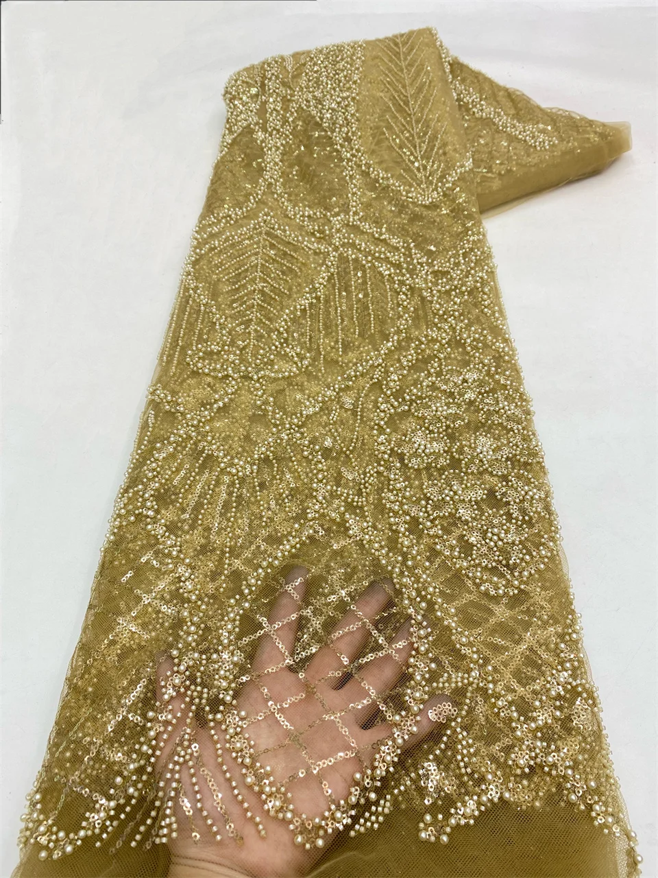 African Beaded Lace Fabric 2024 High Quality Lace Nigerian Sequins Mesh Lace Fabrics for Wedding Dress Sewing 5 Yards VXZ5965
African Beaded Lace Fabric 2024 High Quality Lace Nigerian Sequins Mesh Lace Fabrics for Wedding Dress Sewing 5 Yards VXZ5965