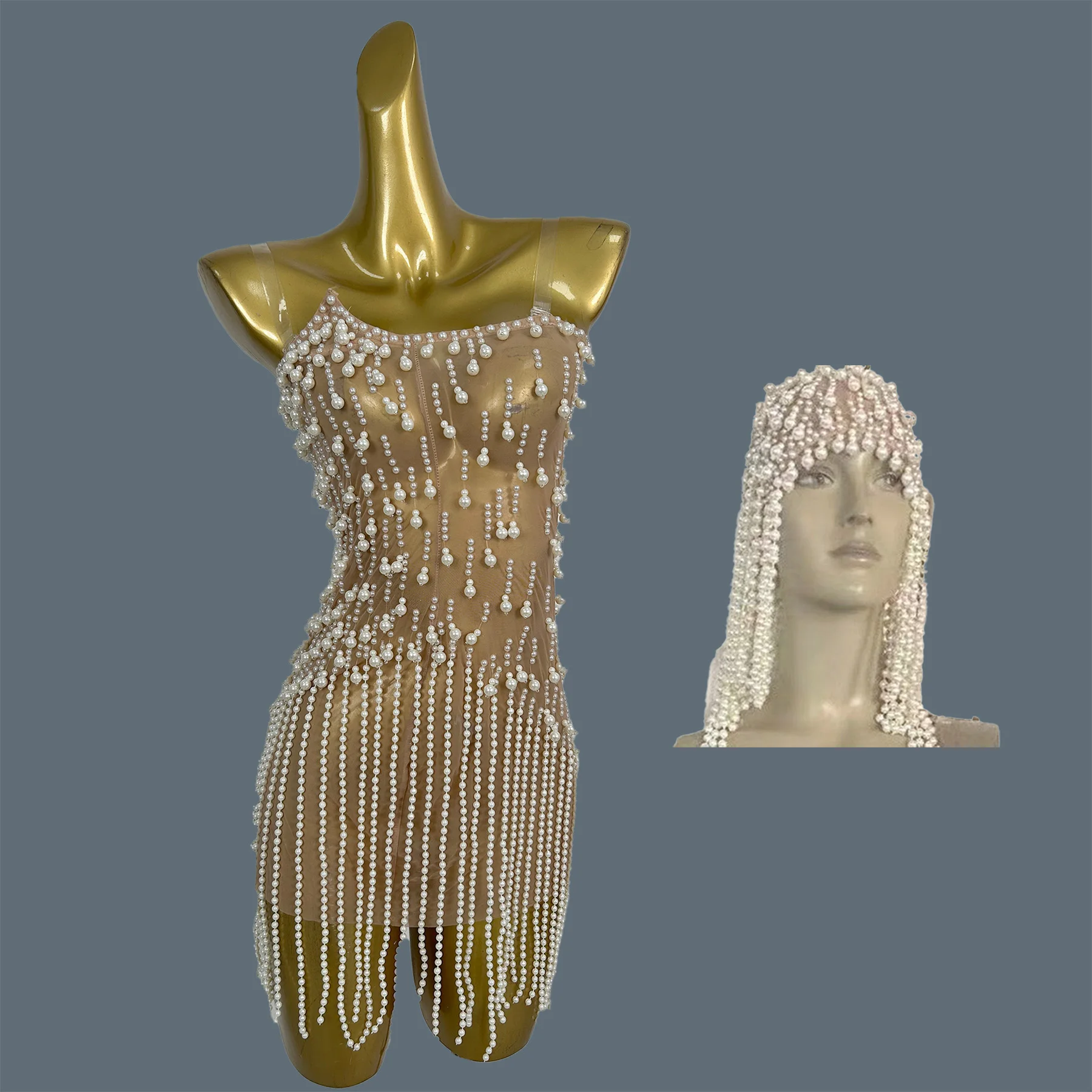 High-end White Pearls Mesh Short Dress with Headwear Women Carnival Celebrate Birthday Party Dance Show Mini Dress Zhusanjiao
High-end White Pearls Mesh Short Dress with Headwear Women Carnival Celebrate Birthday Party Dance Show Mini Dress Zhusanjiao