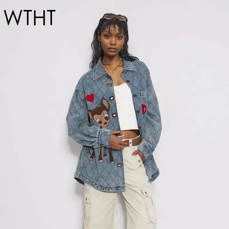 WTHT Trendy Women's Embroidery Animal Design Plaid Denim Shirt 2025 Summer Fashion Lapel Long Sleeve Blouse Female 1LS1345
WTHT Trendy Women's Embroidery Animal Design Plaid Denim Shirt 2025 Summer Fashion Lapel Long Sleeve Blouse Female 1LS1345