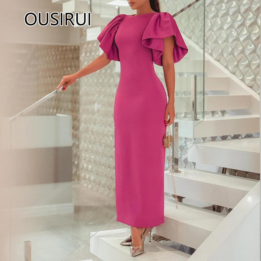 Simple O-neck Satin Bridal Evening Party Gown Sheath Ankle-Length Evening Bridesmaid Dress with Short Puff Sleeve Custom Made
Simple O-neck Satin Bridal Evening Party Gown Sheath Ankle-Length Evening Bridesmaid Dress with Short Puff Sleeve Custom Made