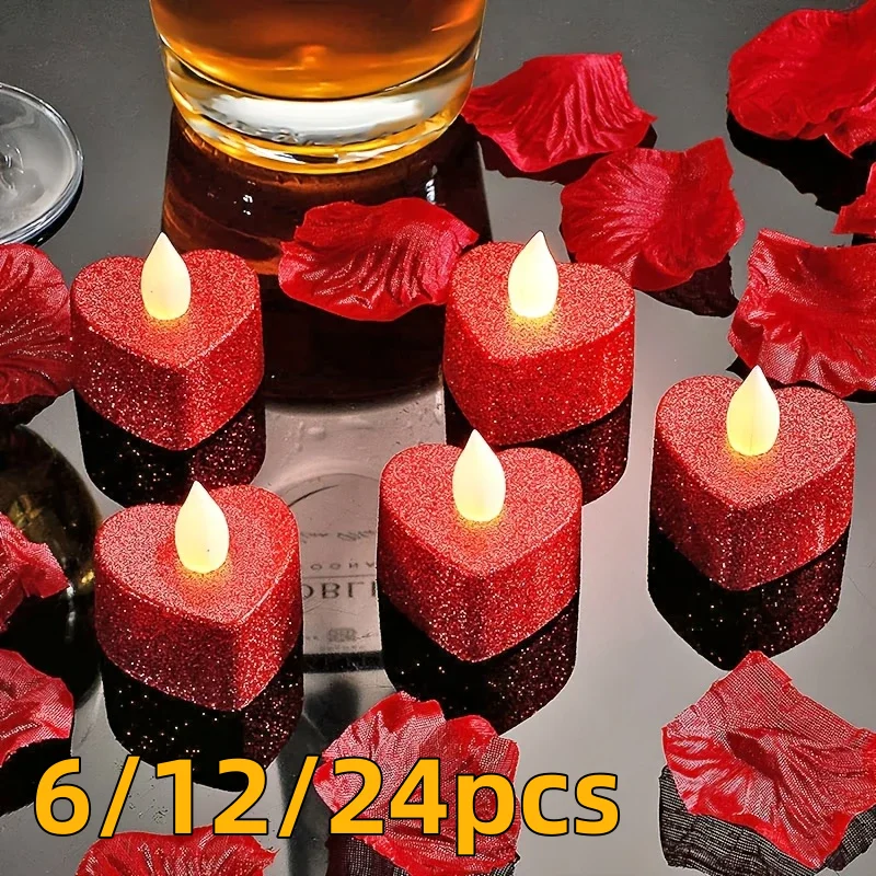 1/6/12/24pcs Heart-Shaped Electronic Candle Lights LED Candles, Heart-Shaped Light Candles Decoration Wedding Decor, Party Decor
1/6/12/24pcs Heart-Shaped Electronic Candle Lights LED Candles, Heart-Shaped Light Candles Decoration Wedding Decor, Party Decor