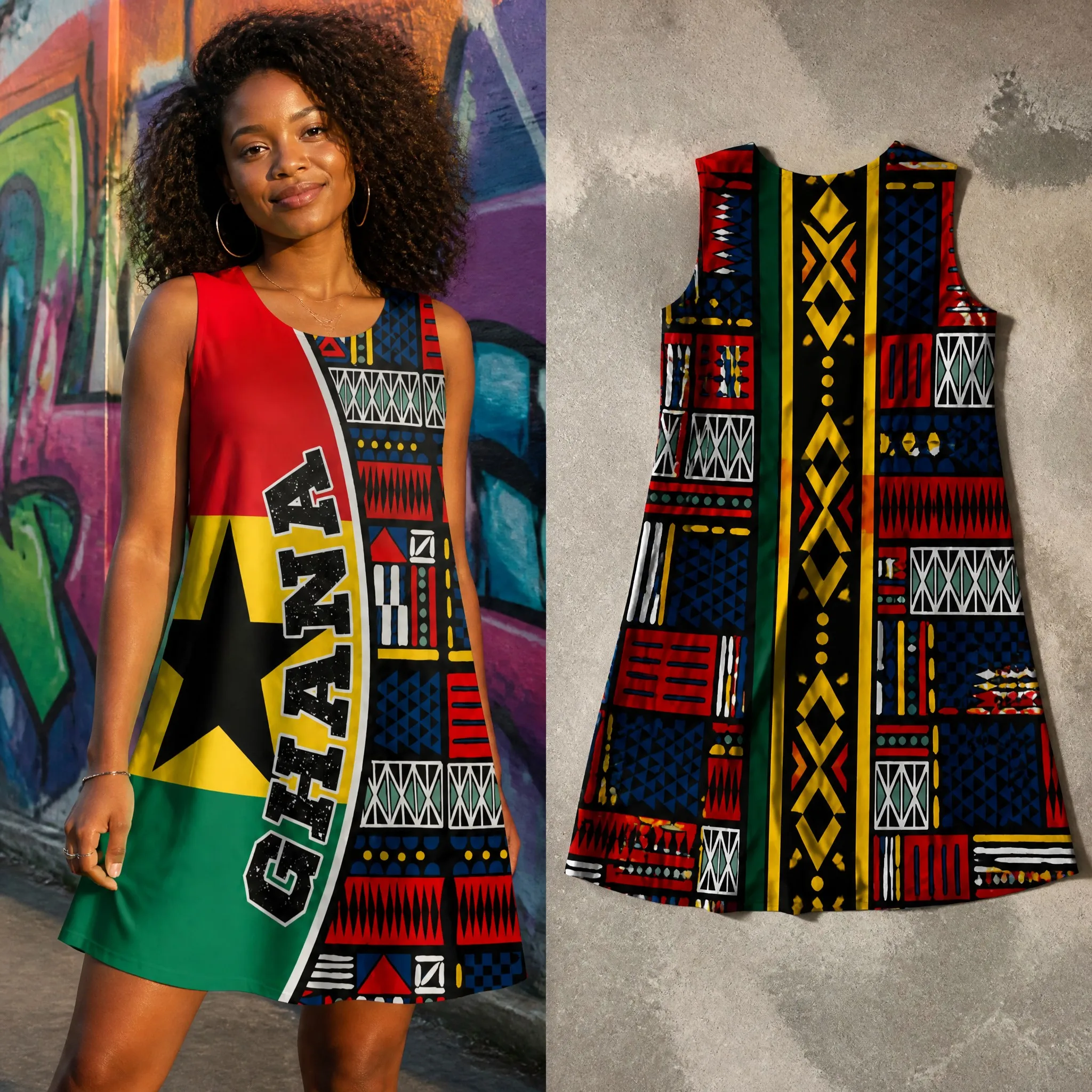 Women Sleeveless Loose Dress Ghana Colorblock Tribal Print A Line Casual Summer Sundress Soft Swing Fit Urban Style Wear Relaxed
Women Sleeveless Loose Dress Ghana Colorblock Tribal Print A Line Casual Summer Sundress Soft Swing Fit Urban Style Wear Relaxed