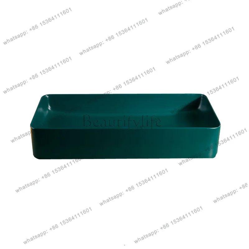 Dark green high temperature color wash basin, matte rectangular art basin
Dark green high temperature color wash basin, matte rectangular art basin