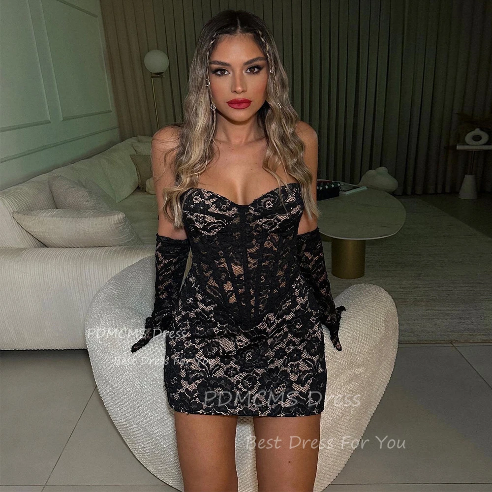 Sexy Black Short Prom Dress Flower Lace Strapless Mini Party Dresses Cocktail Evening Gown Robes De Cocktail Bespoke Feestjurken
Sexy Black Short Prom Dress Flower Lace Strapless Mini Party Dresses Cocktail Evening Gown Robes De Cocktail Bespoke Feestjurken