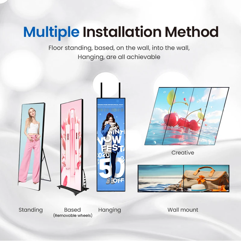 P1.8 P2 P2.5 P3 Floor Standing LED Poster WiFi Control HD Indoor Commercial Electronic Advertising Display
P1.8 P2 P2.5 P3 Floor Standing LED Poster WiFi Control HD Indoor Commercial Electronic Advertising Display