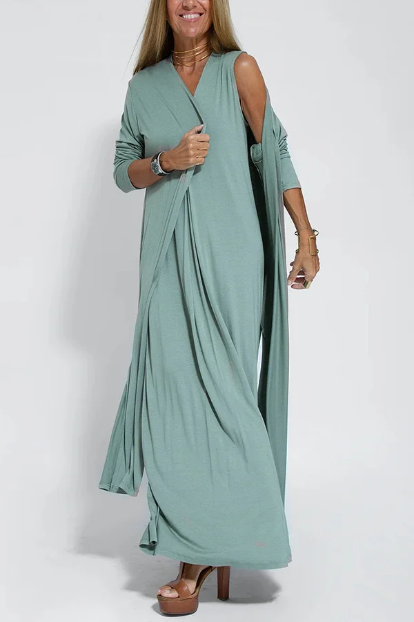 Spring Autumn Women's Clothing Solid Color V-neck Sleeveless Dress + Casual Loose Side Slit Cardigan Jacket (sold Separately)
Spring Autumn Women's Clothing Solid Color V-neck Sleeveless Dress + Casual Loose Side Slit Cardigan Jacket (sold Separately)
