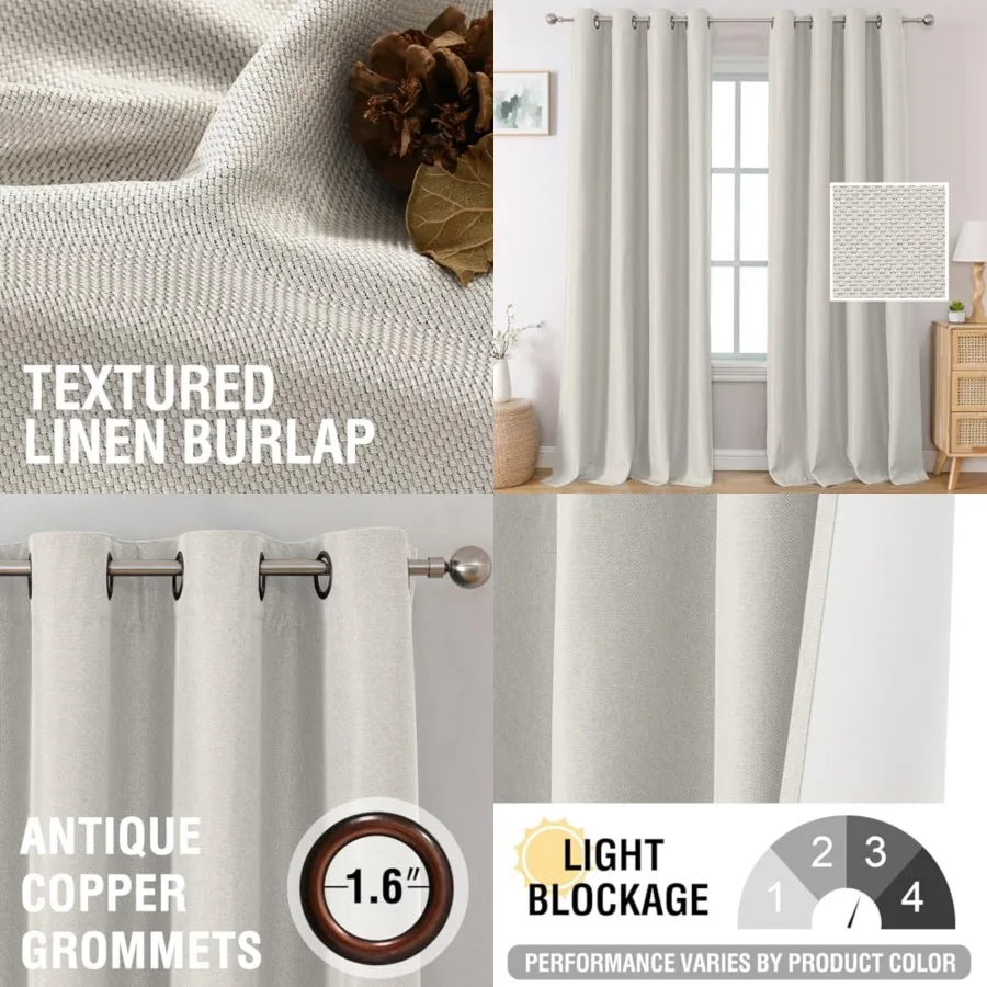 Room Darkening Linen Curtains 108 Inch Long Blackout for Room 2 Panels Grommet Window Draperies Textured Linen Burlap Curtains
Room Darkening Linen Curtains 108 Inch Long Blackout for Room 2 Panels Grommet Window Draperies Textured Linen Burlap Curtains
