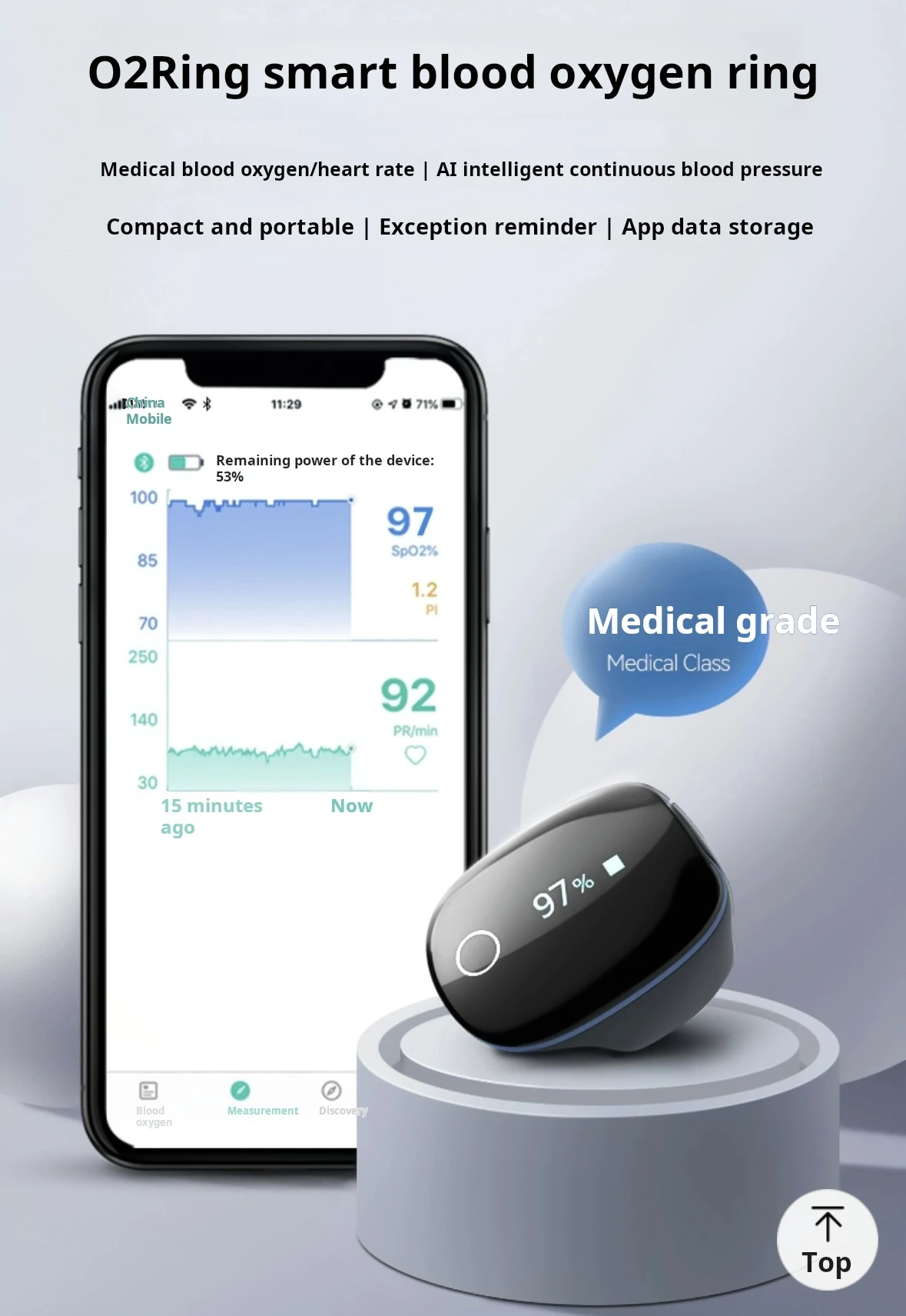 Bluetooth blood oxygen monitor sleep apnea alarm blood oxygen meter sleep data recording anti snoring USB blood oxygen saturatio
Bluetooth blood oxygen monitor sleep apnea alarm blood oxygen meter sleep data recording anti snoring USB blood oxygen saturatio