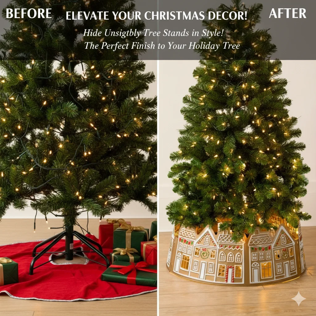 LED Christmas Tree Collar Gingerbread House Design DIY Tree Skirt With Lights Festive Base Cover For Holiday Home Decor
LED Christmas Tree Collar Gingerbread House Design DIY Tree Skirt With Lights Festive Base Cover For Holiday Home Decor