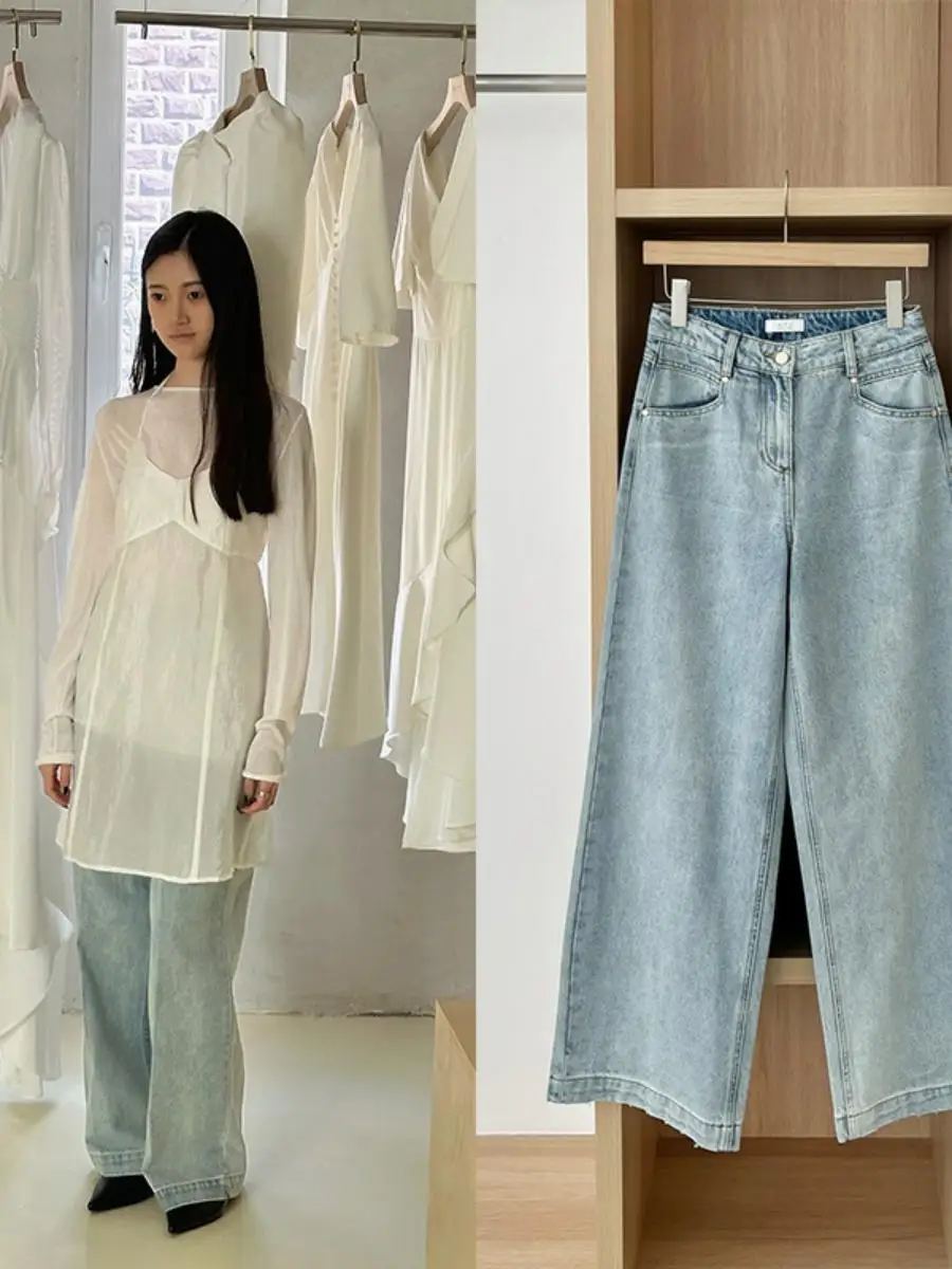 High Waist Wide Leg Loose Fit Jeans Women's Draped Casual Long Pants Straight Cut Slimming Denim Trousers
High Waist Wide Leg Loose Fit Jeans Women's Draped Casual Long Pants Straight Cut Slimming Denim Trousers