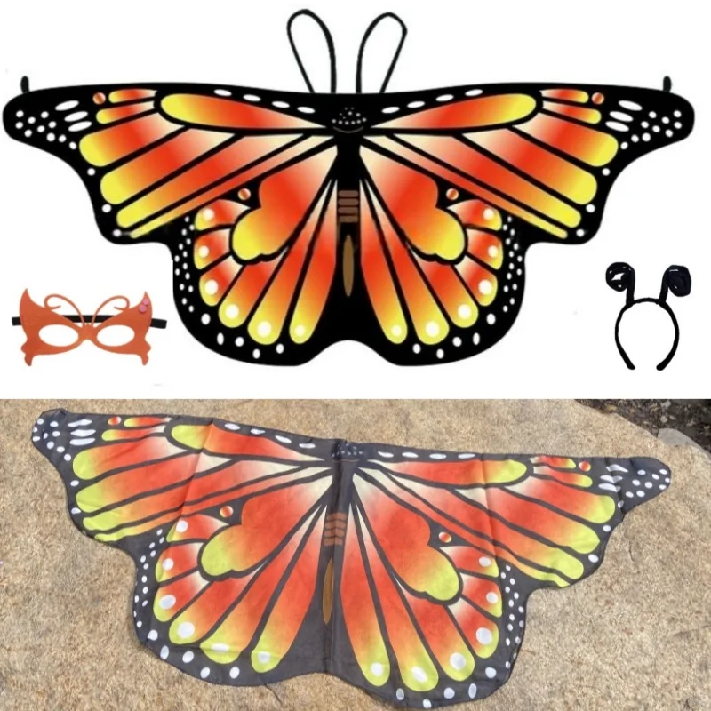 Шифоновая накидка с крыльями бабочки, маска для глаз, повязка на голову, детские костюмы на Хэллоуин, комплект, костюм феи с крыльями эльфа и ангела, сценическое платье 
Шифоновая накидка с крыльями бабочки, маска для глаз, повязка на голову, детские костюмы на Хэллоуин, комплект, костюм феи с крыльями эльфа и ангела, сценическое платье