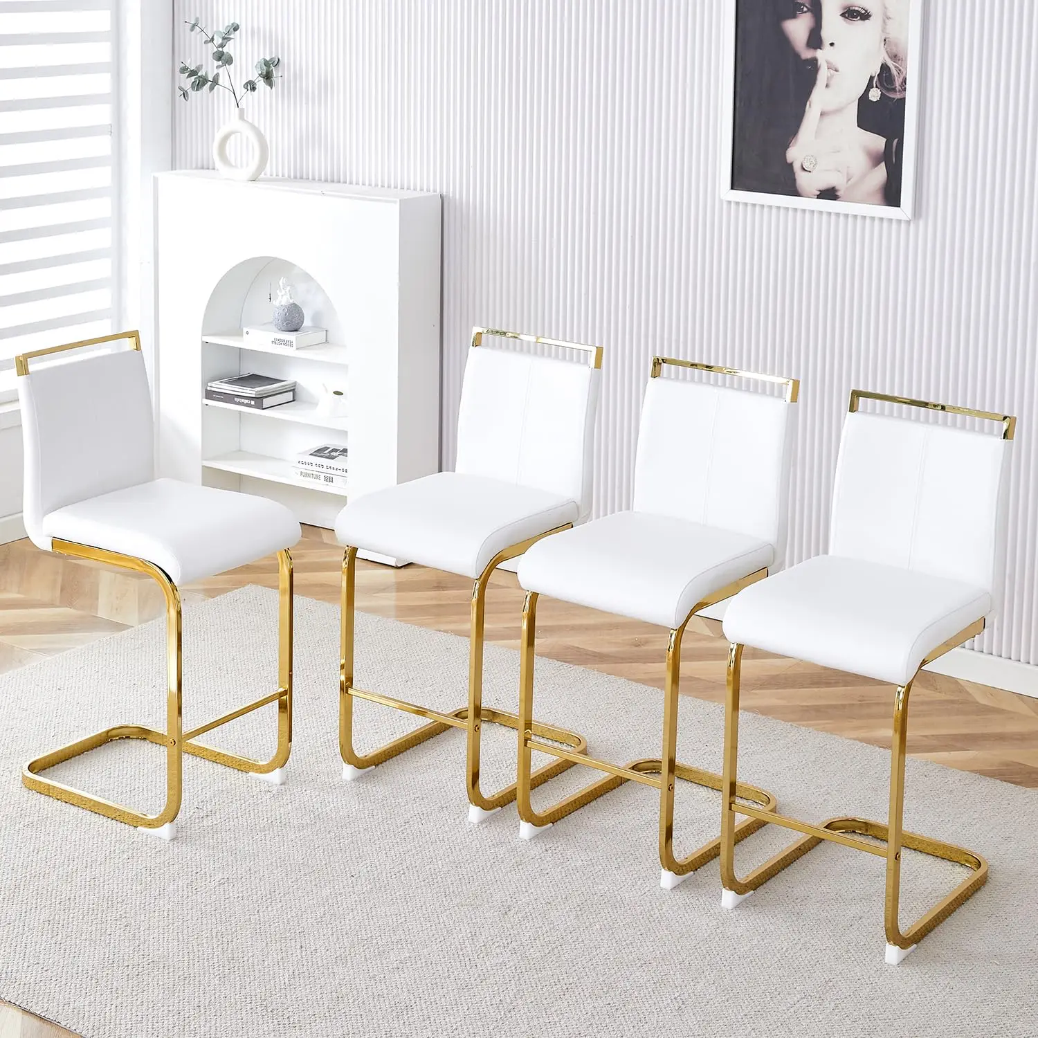 Белые барные стулья из искусственной кожи с высокой спинкой и золотистыми хромированными ножками, комплект из 4 штук для кухонного острова или паба, на заказ
Белые барные стулья из искусственной кожи с высокой спинкой и золотистыми хромированными ножками, комплект из 4 штук для кухонного острова или паба, на заказ