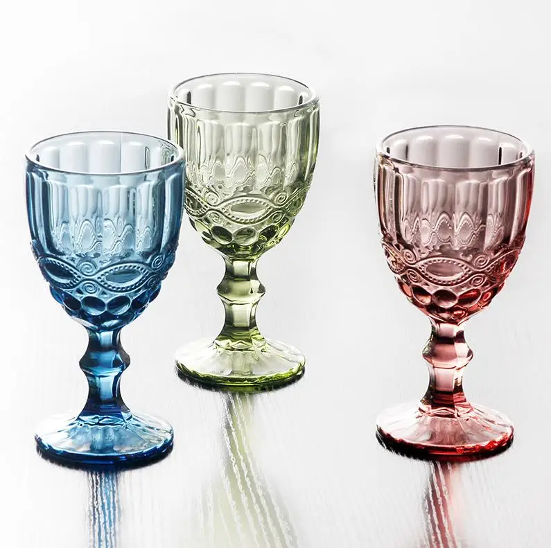 Bar Accessories Solid Colored Wine Glasses Embossed Vintage Crystal Glass Wine Goblets Cup for Party Wedding Decoration
Bar Accessories Solid Colored Wine Glasses Embossed Vintage Crystal Glass Wine Goblets Cup for Party Wedding Decoration