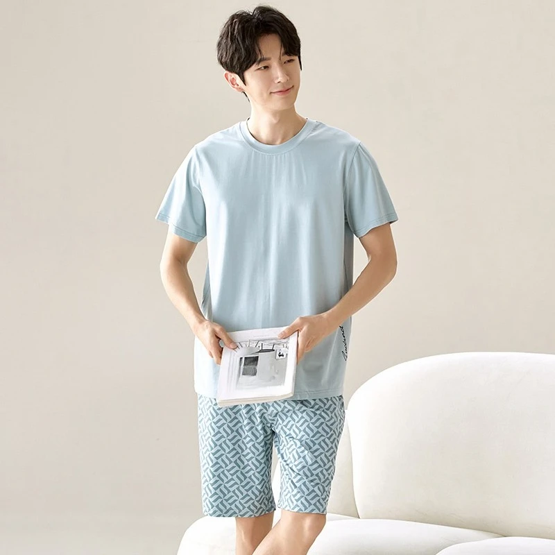 Men's Pajamas Short-Sleeve tops Shorts MODAL COTTON Sleepwear Loungewear Students Two-Piece plaid Solid Youth Nightwear Homewear
Men's Pajamas Short-Sleeve tops Shorts MODAL COTTON Sleepwear Loungewear Students Two-Piece plaid Solid Youth Nightwear Homewear