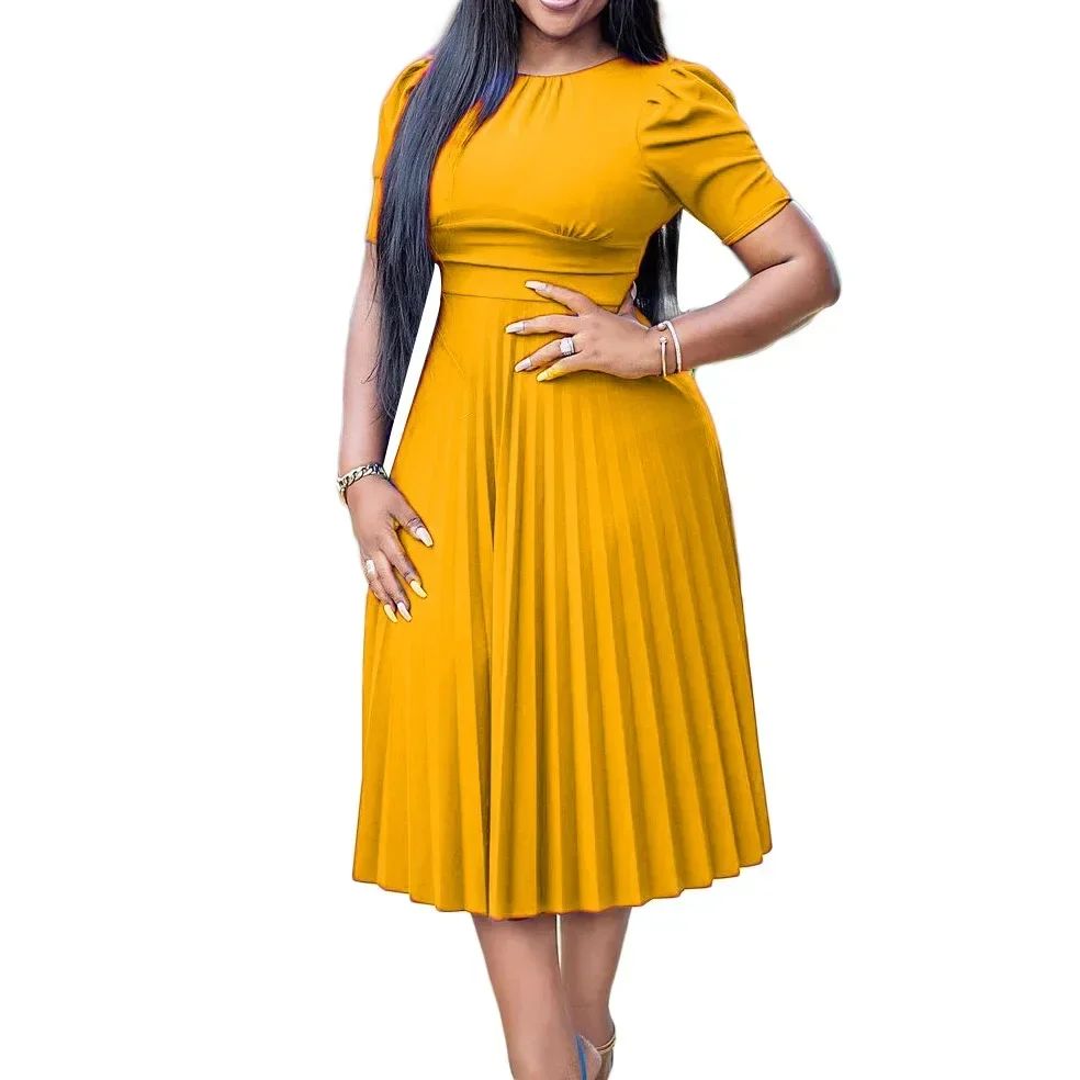 African Midi Dresses for Women Autumn Elegant African Short Sleeve O-neck Pleat Dress Dashiki Africa Clothing African Dresses
African Midi Dresses for Women Autumn Elegant African Short Sleeve O-neck Pleat Dress Dashiki Africa Clothing African Dresses