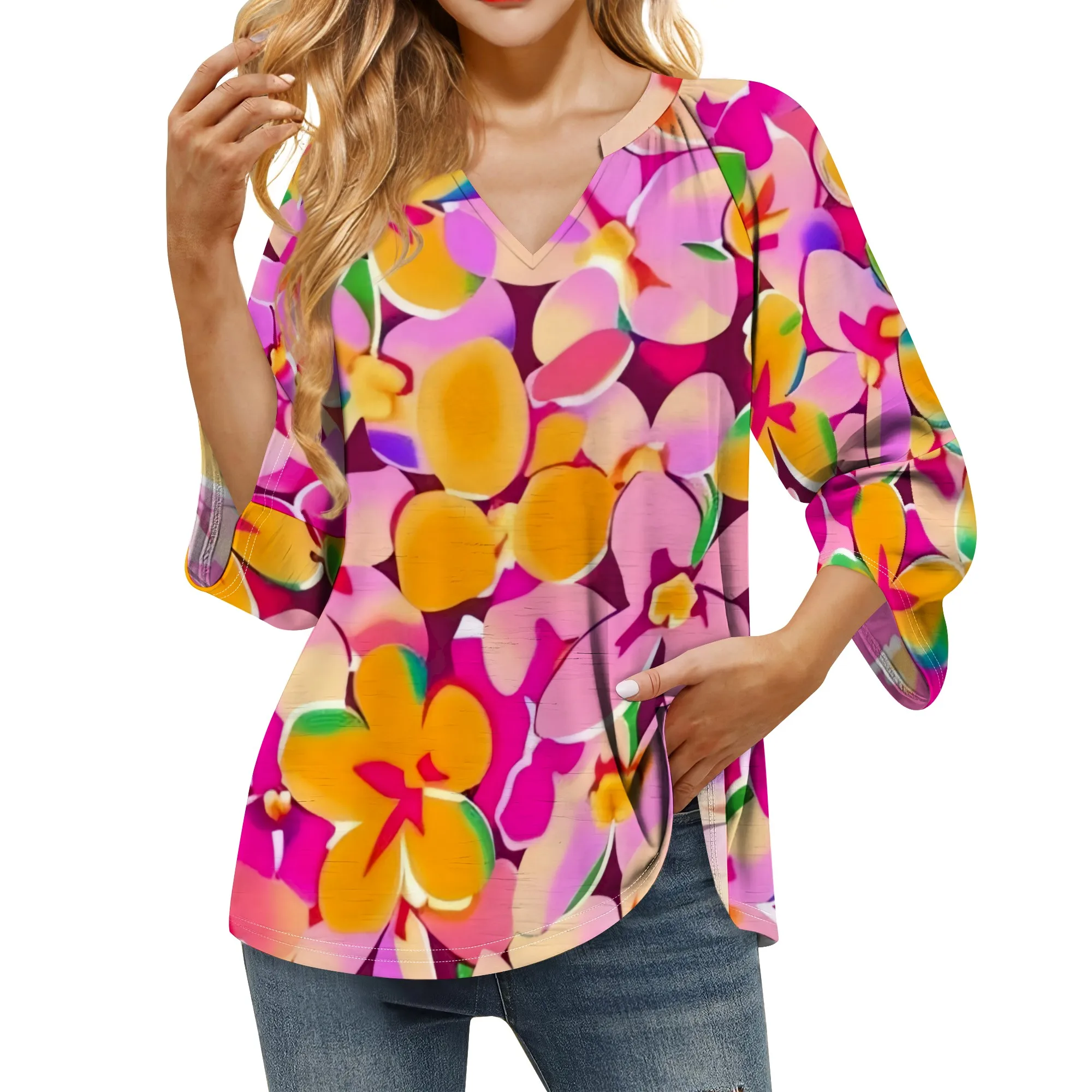 Neon Flowers Graphics Shirts for Women 3/4 Length Sleeve Womens Tops Dressy Casual Blouses V Neck Tee Shirts
Neon Flowers Graphics Shirts for Women 3/4 Length Sleeve Womens Tops Dressy Casual Blouses V Neck Tee Shirts