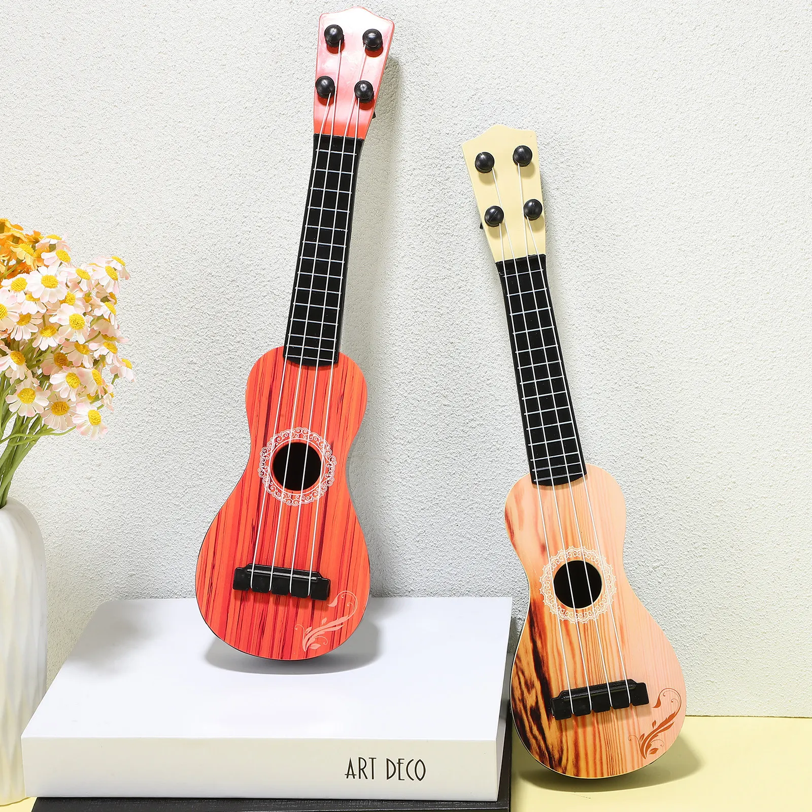 Ukulele Guitar Plastic Educational Learning Musical Instrument Plaything Bright Color Beginner Training Instrument
Ukulele Guitar Plastic Educational Learning Musical Instrument Plaything Bright Color Beginner Training Instrument