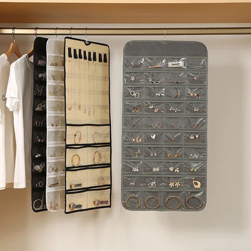 48 Pockets Hanging Women Jewelry Organizer With Hanger Metal Hooks Earrings Necklace Bracelet Ring Accessories Display Holder
48 Pockets Hanging Women Jewelry Organizer With Hanger Metal Hooks Earrings Necklace Bracelet Ring Accessories Display Holder