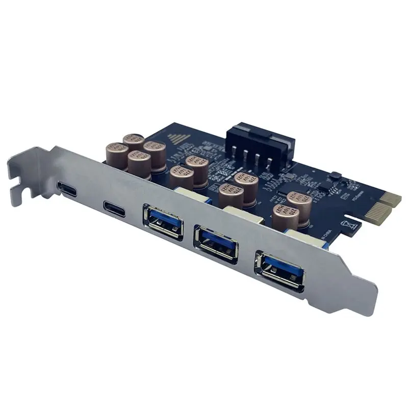A08E-PCI-E 1X USB Expansion Card 3 Port USB-A + 2 Port USB-C PCIE To USB3.2 Gen1 5Gbps Adapter PCI-E To USB 3.2 Type-C HUB
A08E-PCI-E 1X USB Expansion Card 3 Port USB-A + 2 Port USB-C PCIE To USB3.2 Gen1 5Gbps Adapter PCI-E To USB 3.2 Type-C HUB