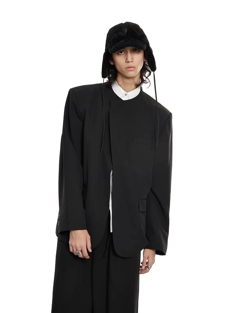 oulder Pad Suit Jaet Men's Spring Autumn Winter Sle Casual Western Clothes Small Fraance Wind No Collar Long Sve
oulder Pad Suit Jaet Men's Spring Autumn Winter Sle Casual Western Clothes Small Fraance Wind No Collar Long Sve