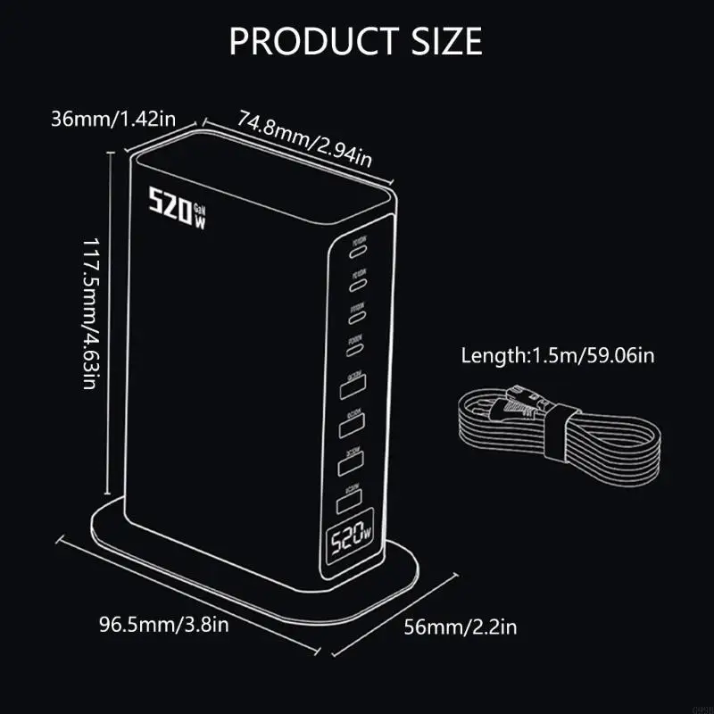 G99B 520W USB Type C Charging Hubs 8 Port for Efficient Device Charging Home Work
G99B 520W USB Type C Charging Hubs 8 Port for Efficient Device Charging Home Work