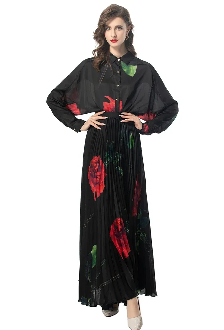 High Quality 2024 Summer Women Floral Print Chiffon Shirt Elastic Waist Pleated Irregular Skirt 2 Piece Set
High Quality 2024 Summer Women Floral Print Chiffon Shirt Elastic Waist Pleated Irregular Skirt 2 Piece Set