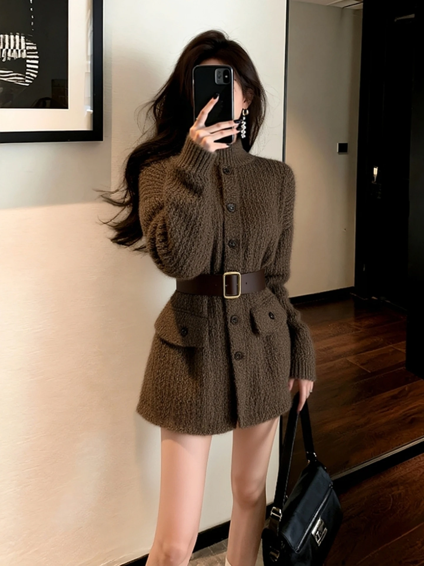 Slimming Belted Cardigan Sweater Women's Winter Faion 2025 Coffee Color Ele Sle Thiened Long Sve Mid-Length
Slimming Belted Cardigan Sweater Women's Winter Faion 2025 Coffee Color Ele Sle Thiened Long Sve Mid-Length