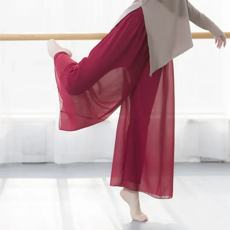Elegant chiffon modern dance practice pants classical dance clothes women's wide-leg pants
Elegant chiffon modern dance practice pants classical dance clothes women's wide-leg pants