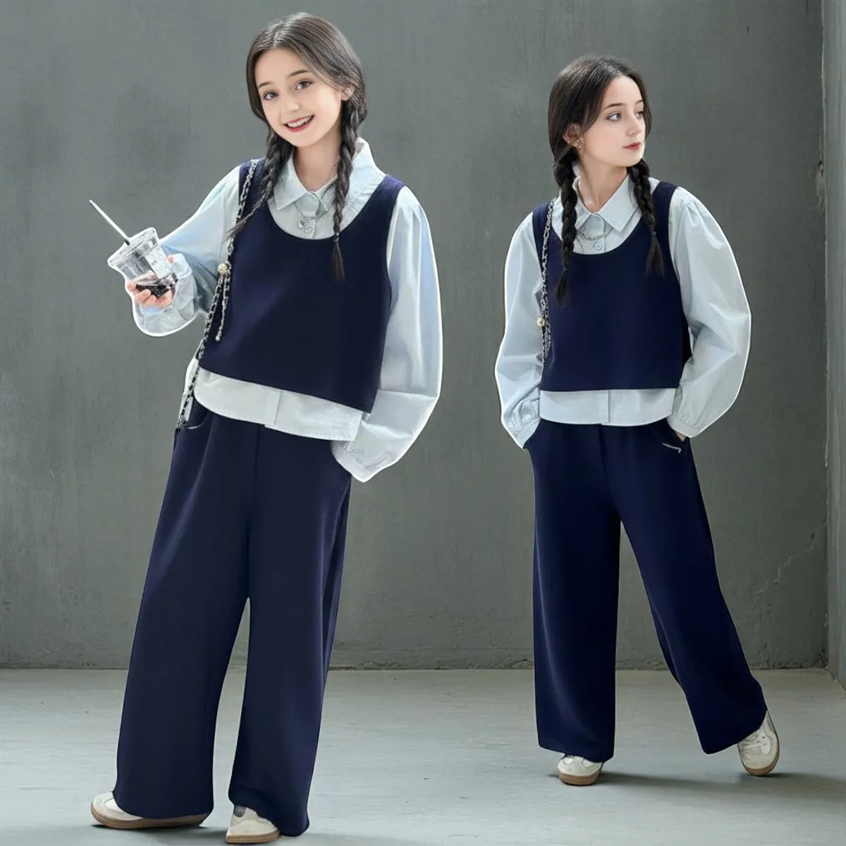 Girls Tracksuit Kids Clothing Set 3pcs Preppy Suit Girls Set Baby Costumes Children Wear Back to School Uniform Outfit 6-12Years 
Girls Tracksuit Kids Clothing Set 3pcs Preppy Suit Girls Set Baby Costumes Children Wear Back to School Uniform Outfit 6-12Years