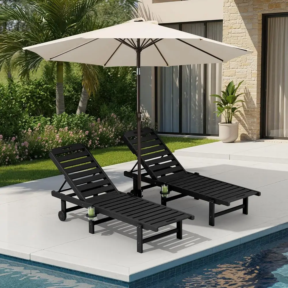 2-Person Umbrella Set, High-Density Plastic Pool Lounge Chair with 5-Position Backrest, Rolling Patio Lounger with Cup Holder, B
2-Person Umbrella Set, High-Density Plastic Pool Lounge Chair with 5-Position Backrest, Rolling Patio Lounger with Cup Holder, B