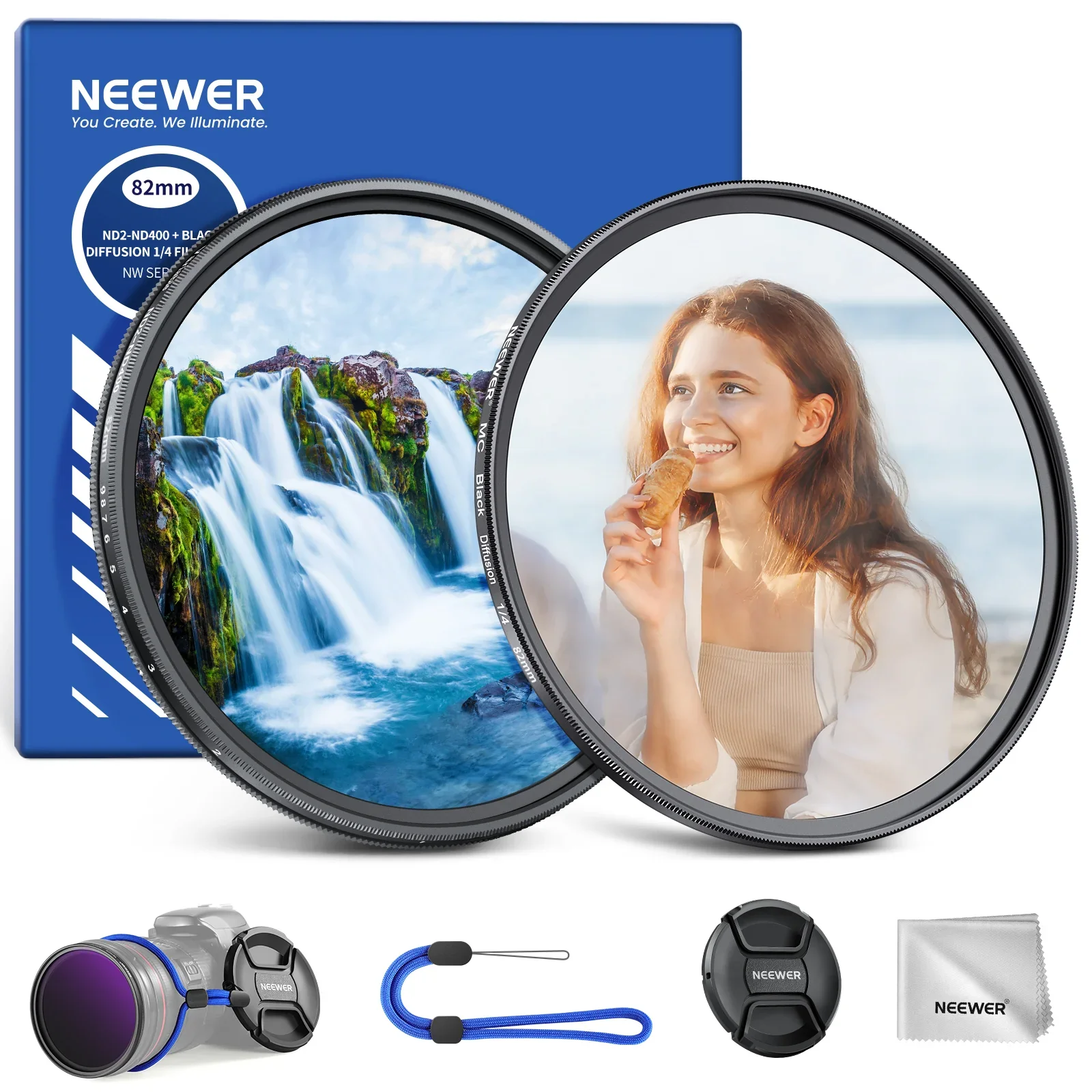 NEEWER Variable ND2-400 & Black Diffusion 1/4 Filter Set For Camera 58mm 67mm 72mm 77mm 82mm
NEEWER Variable ND2-400 & Black Diffusion 1/4 Filter Set For Camera 58mm 67mm 72mm 77mm 82mm