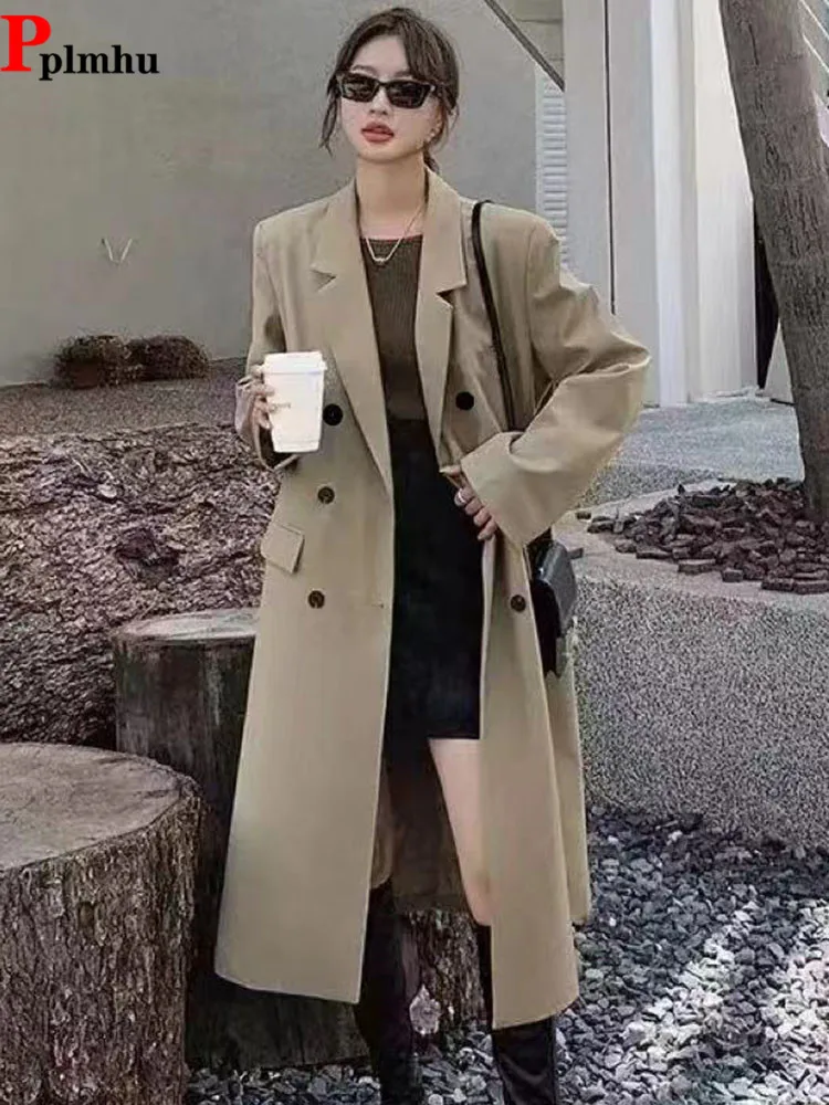 Double Breasted Long Trench Coats Fashion Elegent Woman Outerwears Windproof Abrigos Korean Loose New Casaul Straight Casaco
Double Breasted Long Trench Coats Fashion Elegent Woman Outerwears Windproof Abrigos Korean Loose New Casaul Straight Casaco