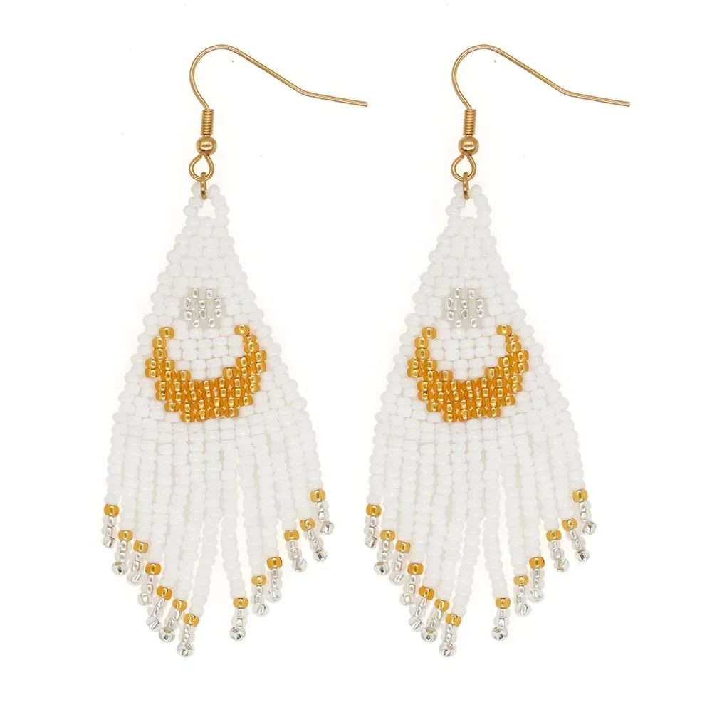 Beaded earrings Inverted moon Bohemia Hand weaving Alloy Tassel Rainbow Tree form Female Symmetry Eyes Rice bead earrings
Beaded earrings Inverted moon Bohemia Hand weaving Alloy Tassel Rainbow Tree form Female Symmetry Eyes Rice bead earrings