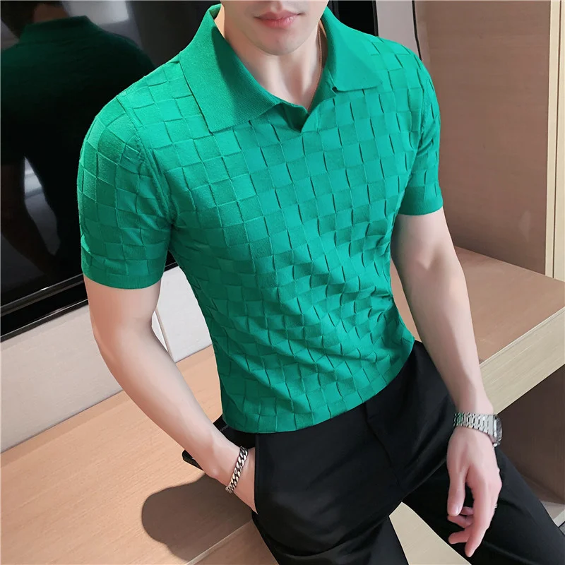 2023 British Style Men's Casual Summer Knitting POLO Shirts/Male Slim Fit High Quality Plaid Short Sleeve Polo Shirts 4XL
2023 British Style Men's Casual Summer Knitting POLO Shirts/Male Slim Fit High Quality Plaid Short Sleeve Polo Shirts 4XL
