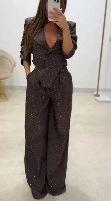 Autumn Temperament Commuting Collar Irregular Waist Design Suit Jacket and High Waisted Pants Set Fashionable Rhinestone Set
Autumn Temperament Commuting Collar Irregular Waist Design Suit Jacket and High Waisted Pants Set Fashionable Rhinestone Set