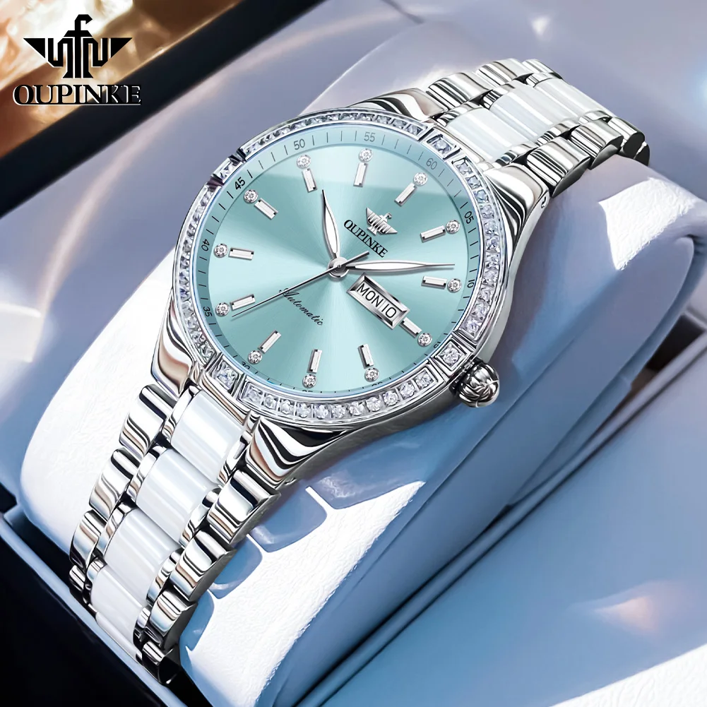 OUPINEK Luxury Brand Automatic Mechanical Wristwatch for Ladies Sapphire Mirror Ceramic Strap Dual Calendar Display Watches
OUPINEK Luxury Brand Automatic Mechanical Wristwatch for Ladies Sapphire Mirror Ceramic Strap Dual Calendar Display Watches