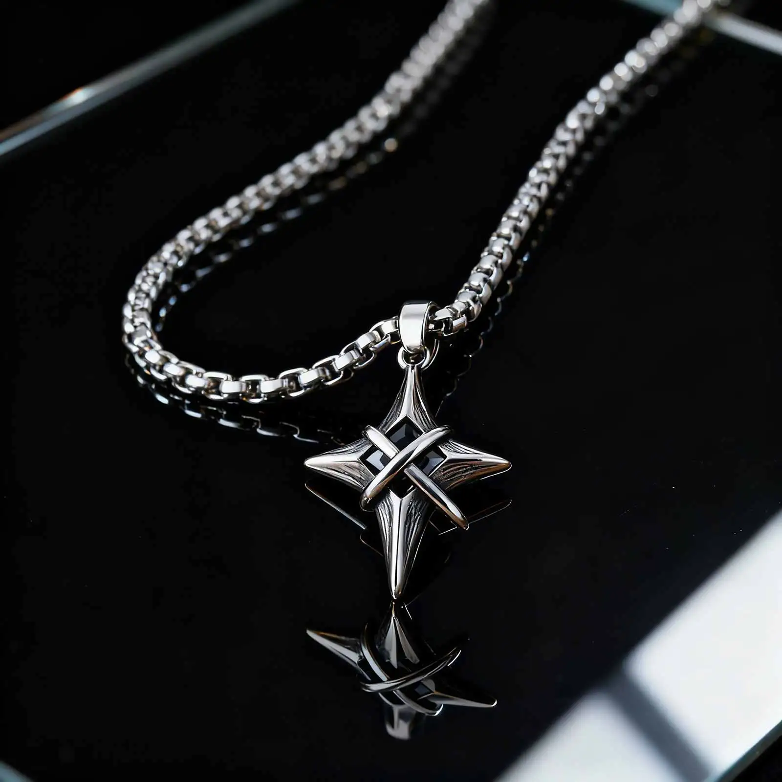 Minimalist Fashion Black Zircon Star Cross Pendant Stainless Steel Necklace for Men, Punk Hip Hop Jewelry Gifts
Minimalist Fashion Black Zircon Star Cross Pendant Stainless Steel Necklace for Men, Punk Hip Hop Jewelry Gifts