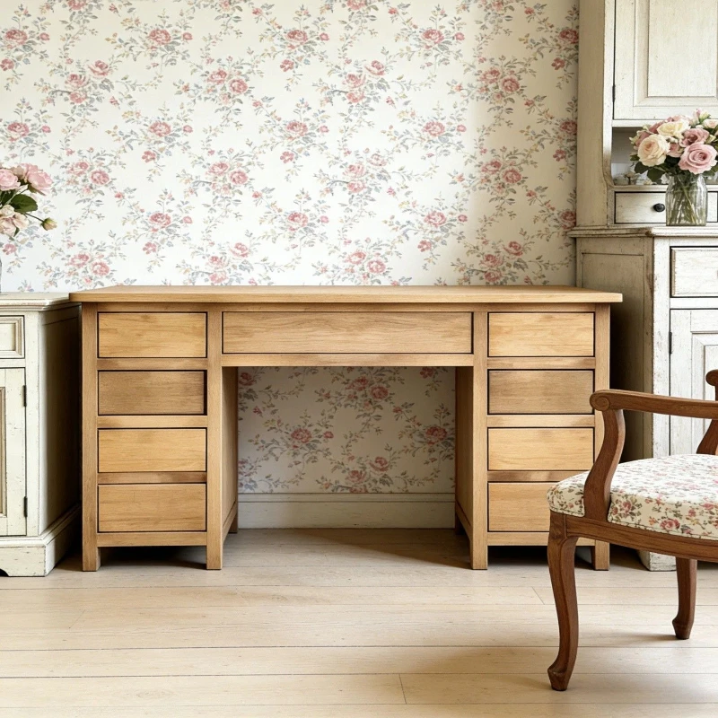 Solid wood desk retro style desk home study table simple
Solid wood desk retro style desk home study table simple