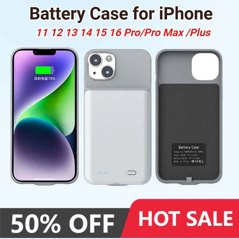 6800mAh Battery Charger Cases for IPhone 11 12 13 14 15 16Plus ProMax External Battery Power Bank Charging Case for IPhone 6/7/8
6800mAh Battery Charger Cases for IPhone 11 12 13 14 15 16Plus ProMax External Battery Power Bank Charging Case for IPhone 6/7/8