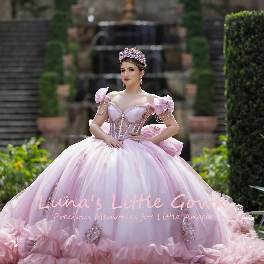 Pink Off-Shoulder Quinceanera Ballgown With Corset & Ruffle Hem Sweet 15 & Formal Wedding Flower Girl Pageant Dress Customized
Pink Off-Shoulder Quinceanera Ballgown With Corset & Ruffle Hem Sweet 15 & Formal Wedding Flower Girl Pageant Dress Customized