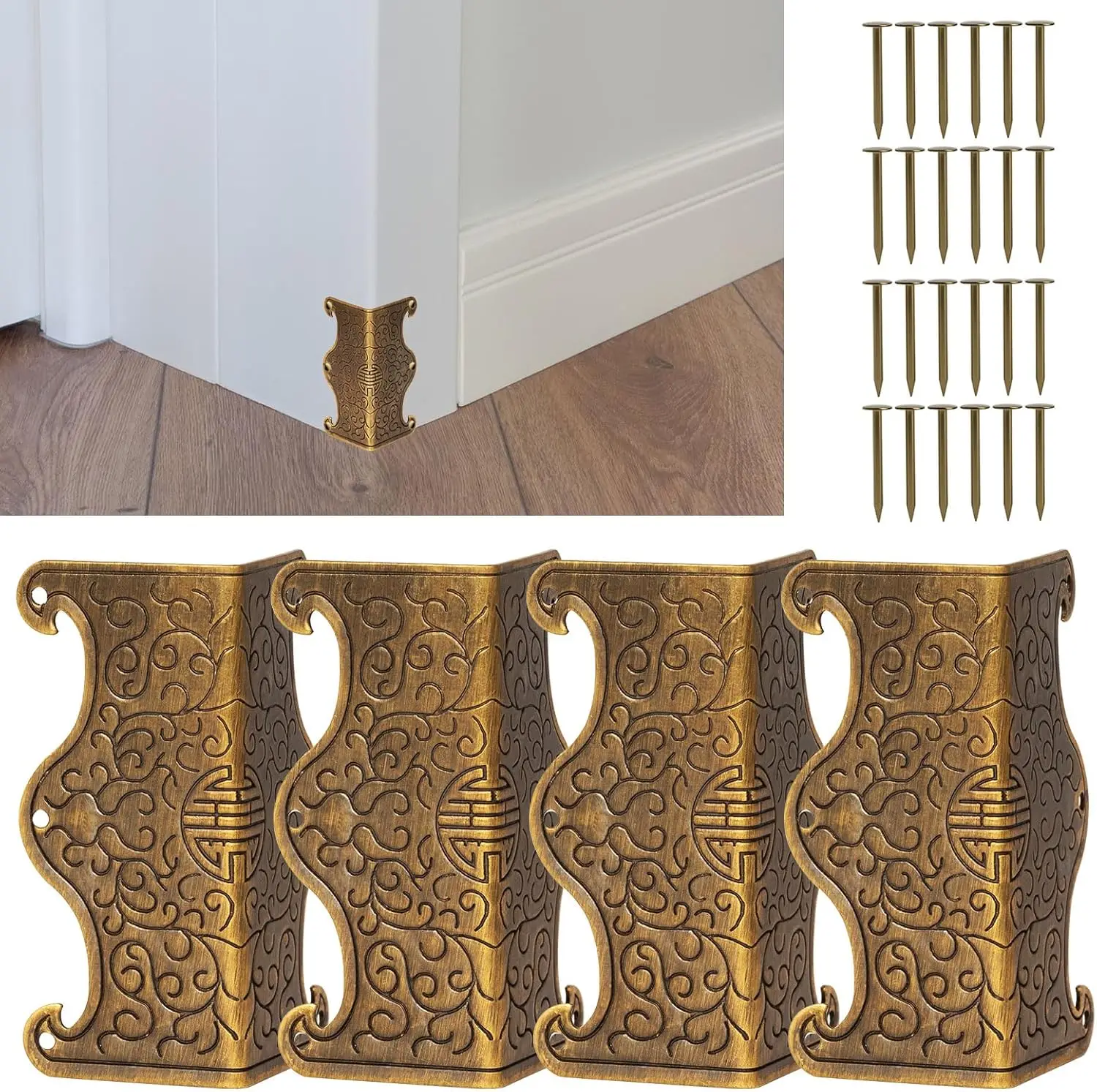 Винтажные бронзовые металлические уголки-протекторы для мебели - 4 шт., простая установка
Винтажные бронзовые металлические уголки-протекторы для мебели - 4 шт., простая установка