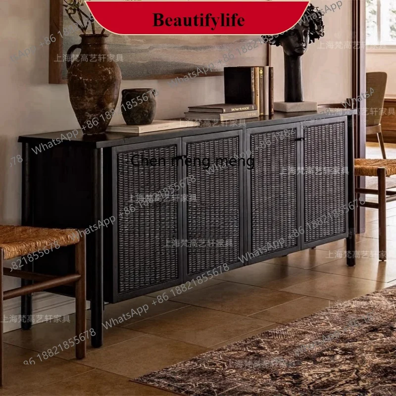 G153 French retro solid wood dining side cabinet, wabi-sandy wind porch cabinet, woven rattan shoe cabinet, wall locker
G153 French retro solid wood dining side cabinet, wabi-sandy wind porch cabinet, woven rattan shoe cabinet, wall locker